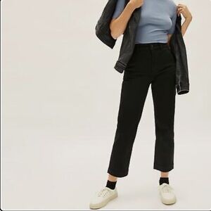 Everlane The Straight Leg Crop Black Cotton Pants Size 2